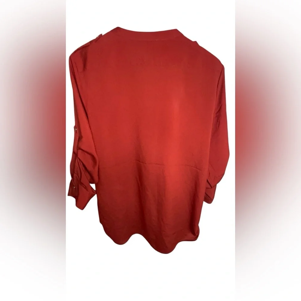 Calvin Klein Button-Up Red/Orange Blouse –‎ Size L